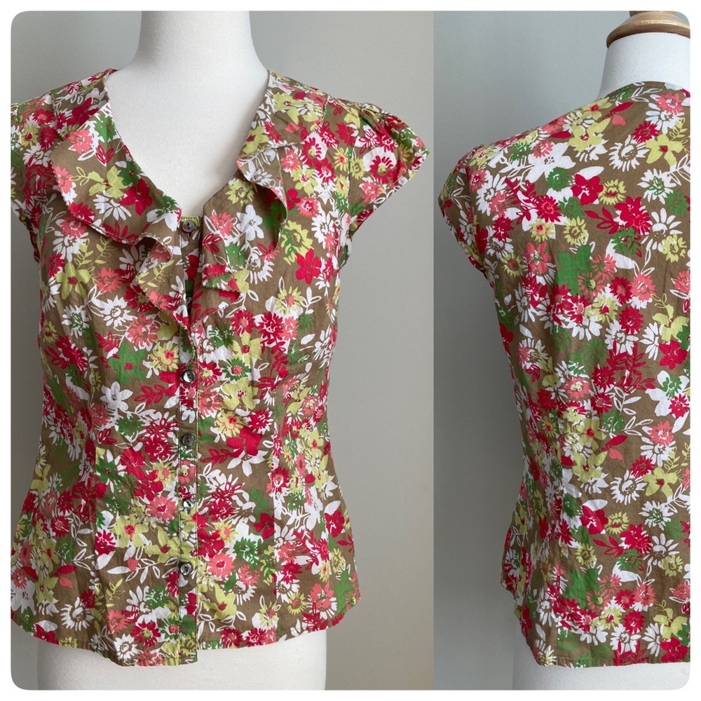 Ann Taylor Loft Ladies Top ~ button-down floral 2